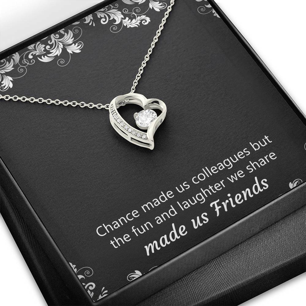 Retirement Gifts, Chance Made Us Colleagues, Happy Retirement Forever Love Heart Necklace For Women, Retirement Party Favor From Coworkers