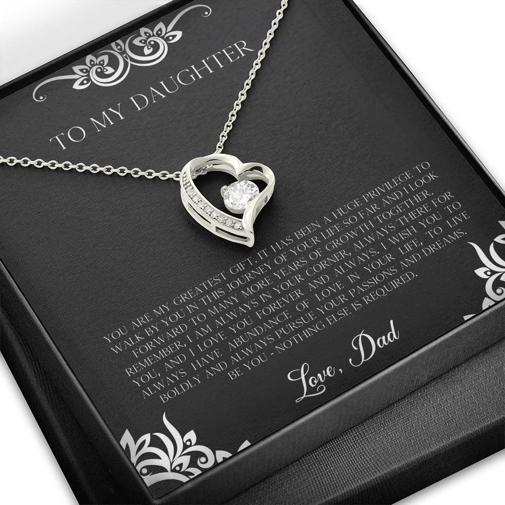 To My Daughter  Gifts, You Are My Greatest Gift, Forever Love Heart Necklace For Women, Birthday Present Idea From Dad