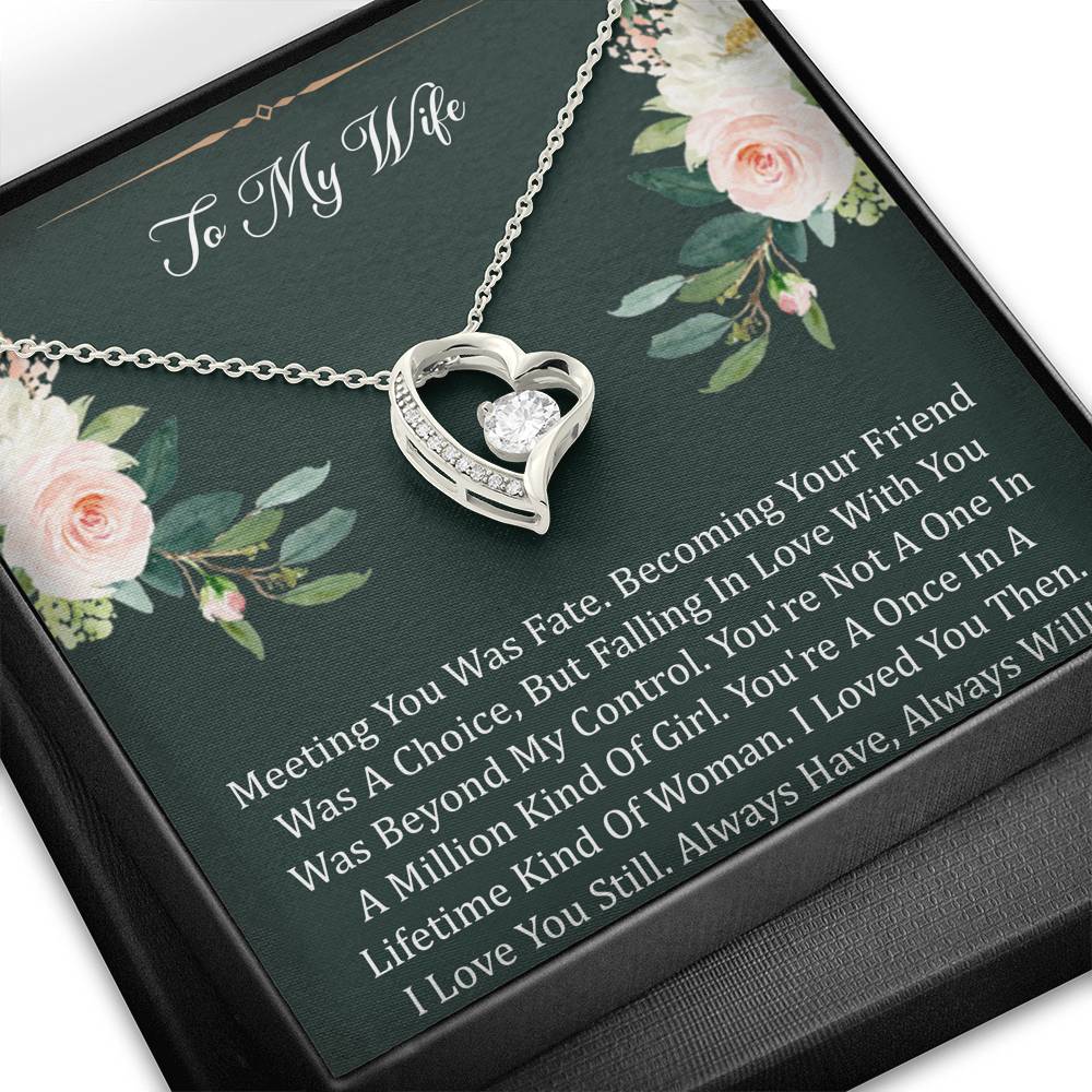 To My Wife, Meeting You Was Fate, Forever Love Heart Necklace For Women, Anniversary Birthday Gifts From Husband