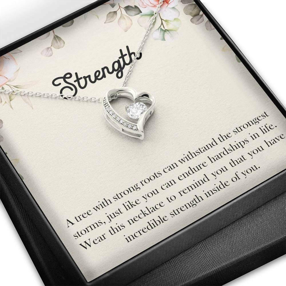 Encouragement Gifts, Strength, Motivational Forever Love Heart Necklace For Women, Sympathy Inspiration Friendship Present