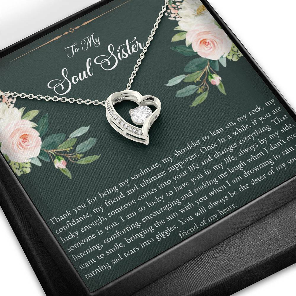 To My Best Friend Gifts, To My Soul Sister, Forever Love Heart Necklace For Women, Birthday Present Idea From Bestie
