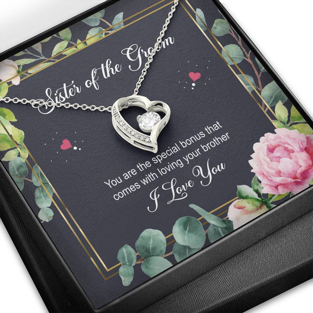 Sister of the Groom Gifts, You Are The Special Bonus, Forever Love Heart Necklace For Women, Wedding Day Thank You Ideas From Bride