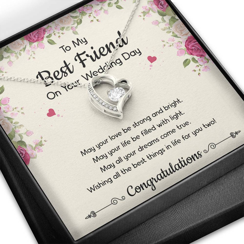 Bride Gifts, May Your Love Be Strong And Bright, Forever Love Heart Necklace For Women, Wedding Day Thank You Ideas From Best Friend