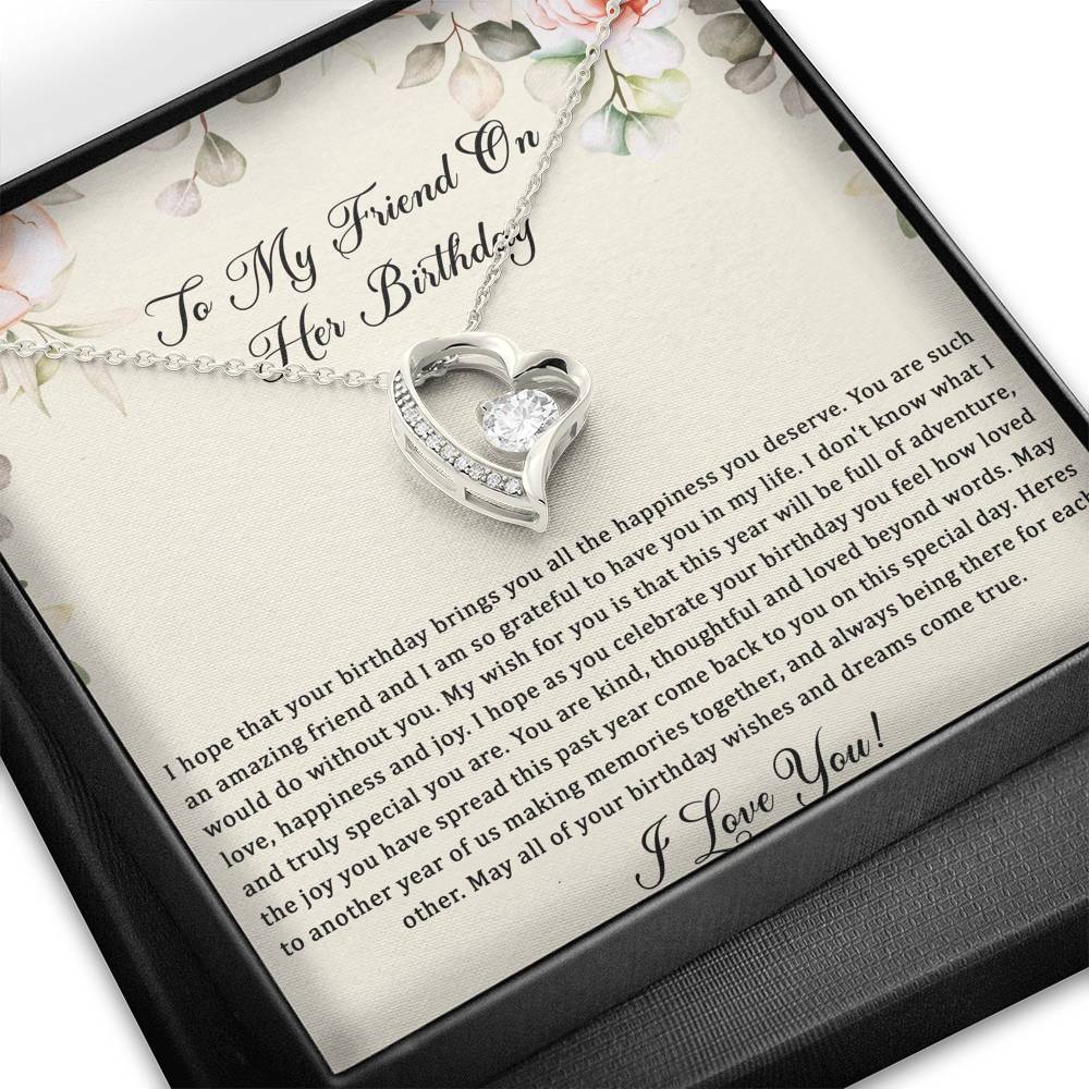 Birthday Gifts For Women, May Your Wishes Come True, Forever Love Heart Necklace, Happy Birthday Message Card Jewelry For Friend