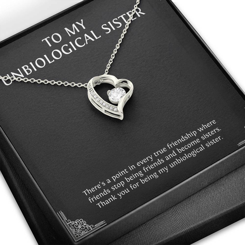 To My Unbiological Sister Gifts, Point in Every Friendship, Forever Love Heart Necklace For Women, Birthday Present Idea From Sister-in-law