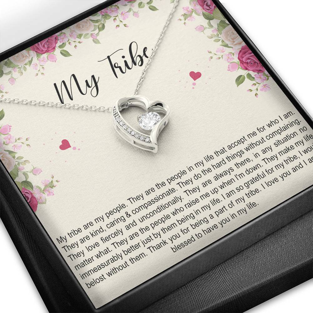 To My Best Friend Gifts, My Tribe , Forever Love Heart Necklace For Women, Birthday Present Idea From Bestie