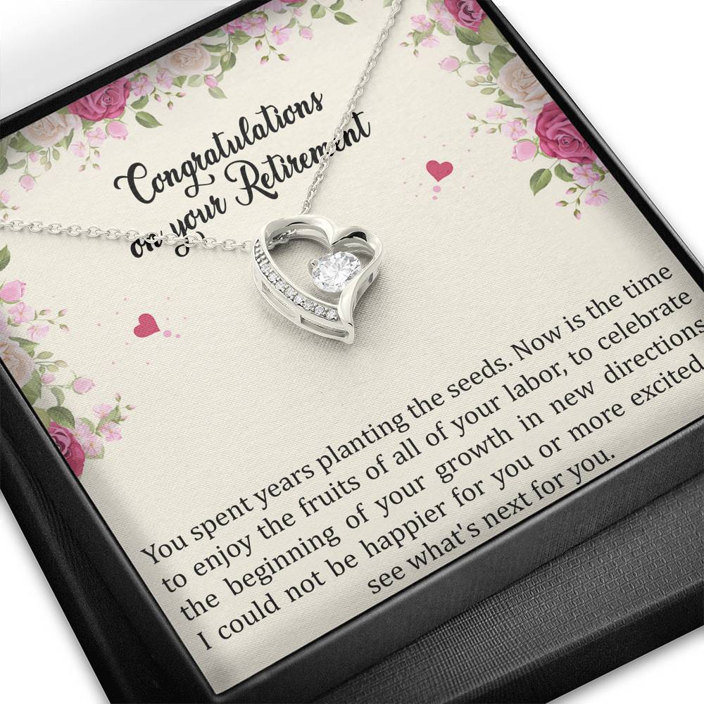 Retirement Gifts, Fruit of Your Labor, Happy Retirement Forever Love Heart Necklace For Women, Retirement Party Favor From Friends Coworkers