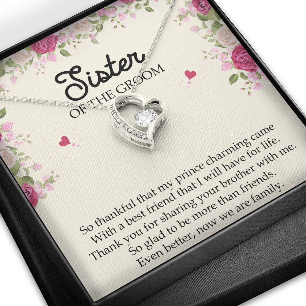 Sister Of The Groom Gifts, So Glad To Be More Than Friends, Forever Love Heart Necklace For Women, Wedding Day Thank You Ideas From Bride