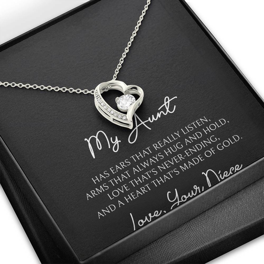 To My Aunt Gifts, Love That's Never Ending, Forever Love Heart Necklace For Women, Birthday Present Idea From Niece