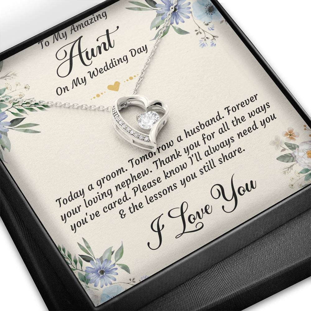 Aunt of the Groom Gifts, Forever Your Nephew, Forever Love Heart Necklace For Women, Wedding Day Thank You Ideas From Groom