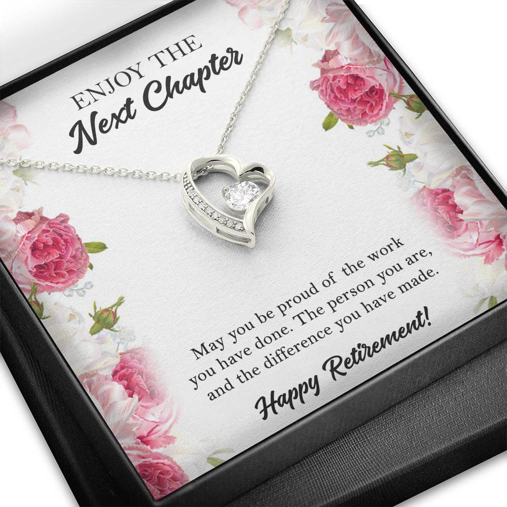 Retirement Gifts, Next Chapter, Happy Retirement Forever Love Heart Necklace For Women, Retirement Party Favor From Friends Coworkers