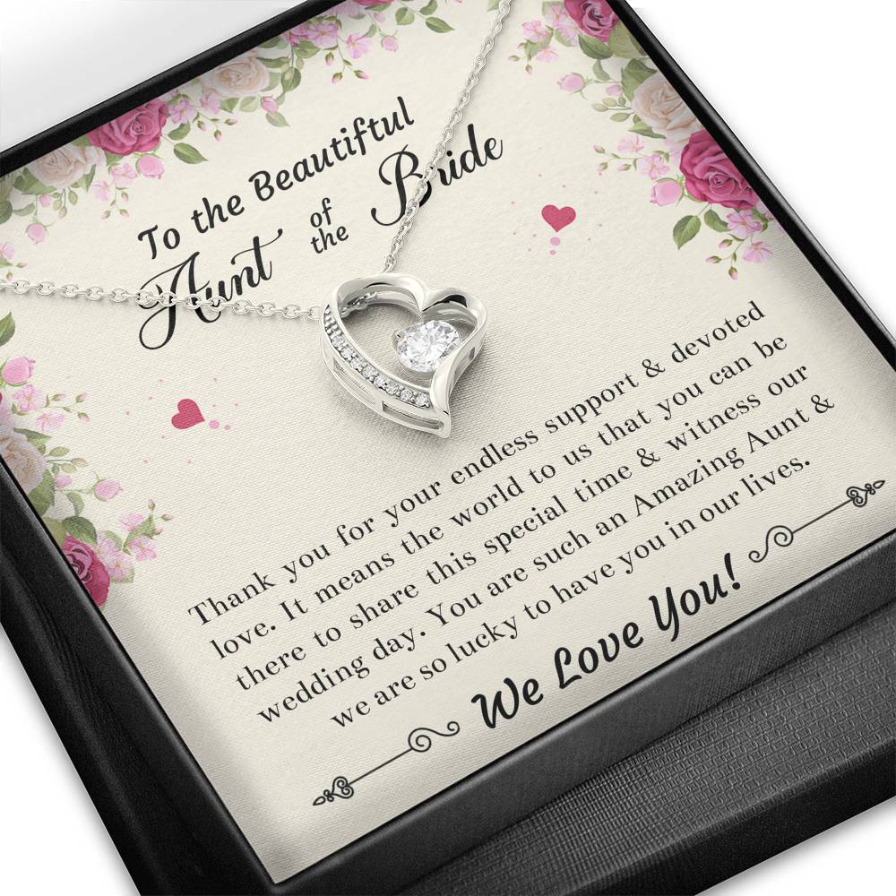 Aunt of the Bride Gifts, Thank You For Your Support, Forever Love Heart Necklace For Women, Wedding Day Thank You Ideas From Bride