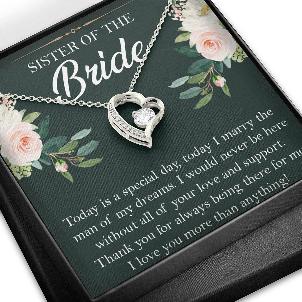 Sister of the Bride Gifts, Thank You for Being There, Forever Love Heart Necklace For Women, Wedding Day Thank You Ideas From Bride