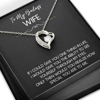 Load image into Gallery viewer, To My Badass Wife, If I Could Give You One Thing In Life, Forever Love Heart Necklace For Women, Anniversary Birthday Gifts From Husband
