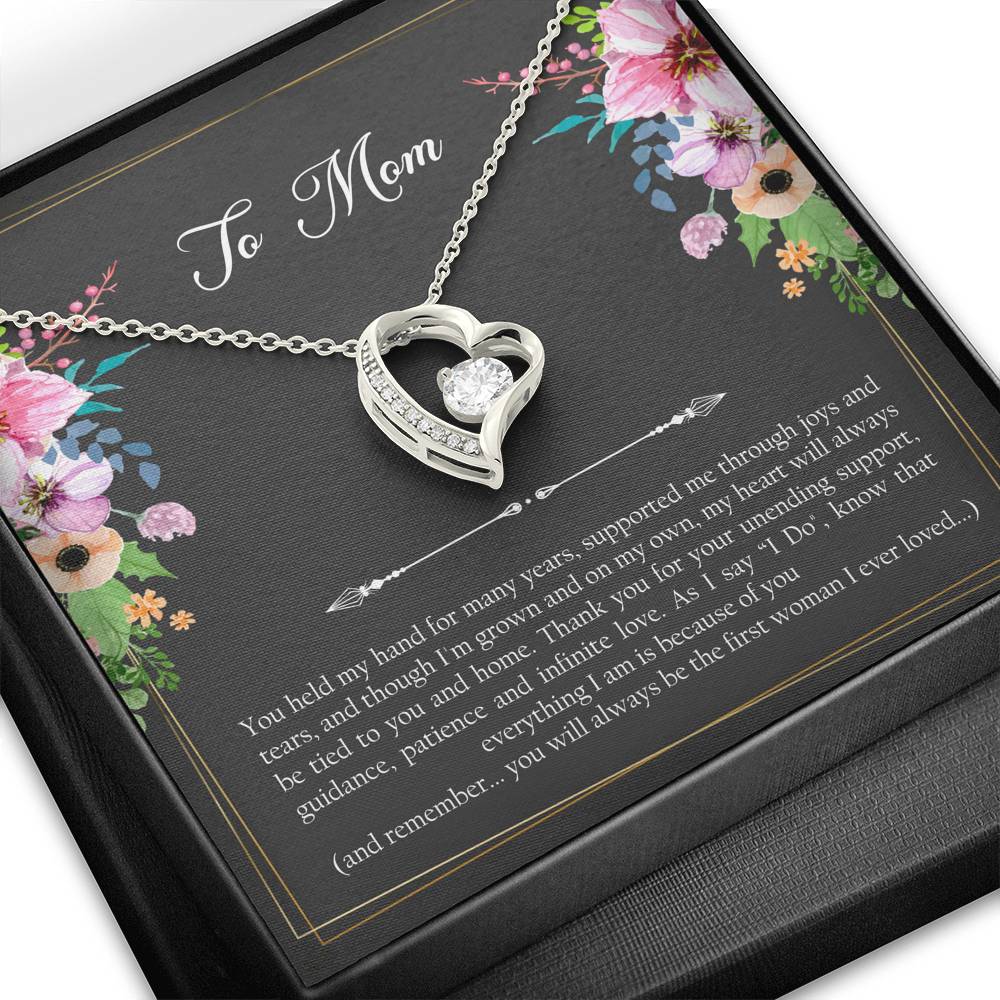 Mom of the Groom Gifts, First Woman I Ever Loved, Forever Love Heart Necklace For Women, Wedding Day Thank You Ideas From Groom