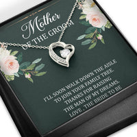 Load image into Gallery viewer, Mom Of The Groom Gifts, Walk Down The Aisle, Forever Love Heart Necklace For Women, Wedding Day Thank You Ideas From Bride
