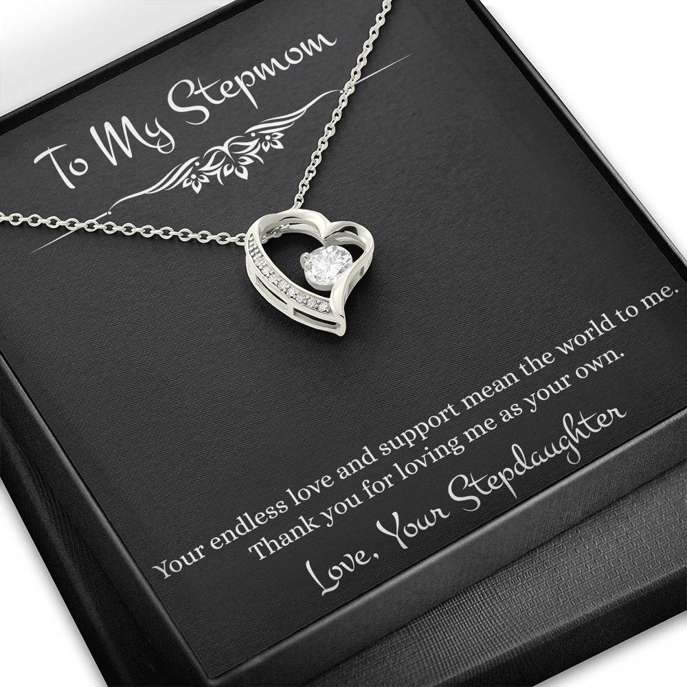 To My Stepmom Gifts, Your Endless Love And Support, Forever Love Heart Necklace For Women, Birthday Mothers Day Present From Stepdaughter