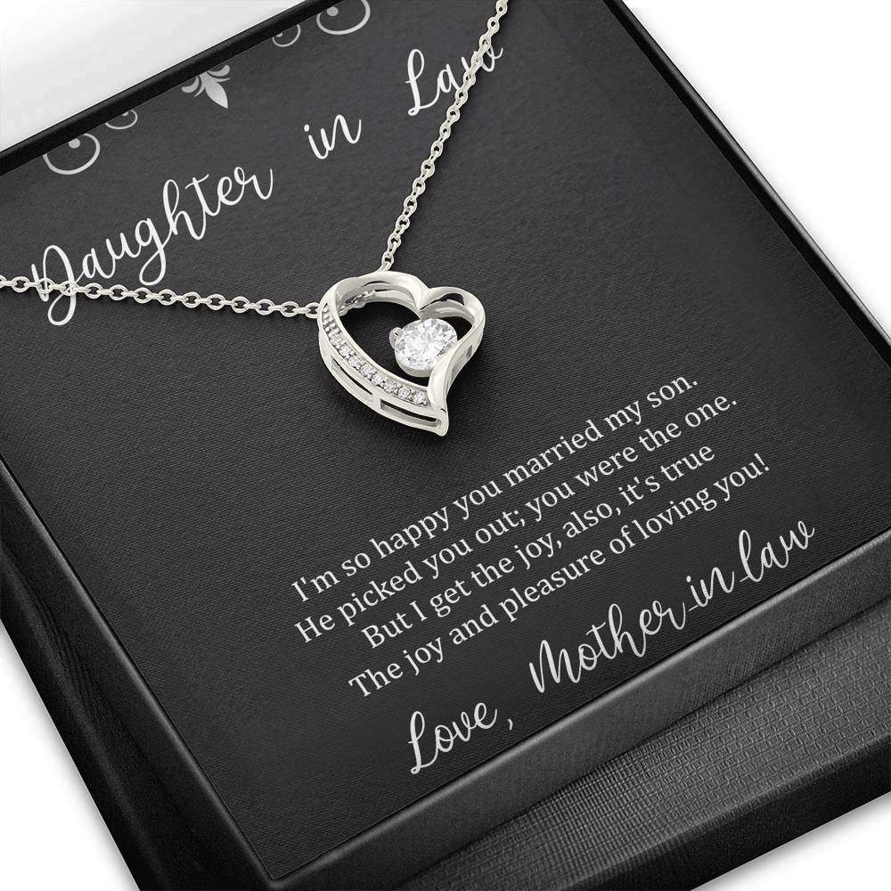 To My Daughter in Law Gifts, I'm So Happy You Married My Son, Forever Love Heart Necklace For Women, Birthday Present Idea From Mother-in-law