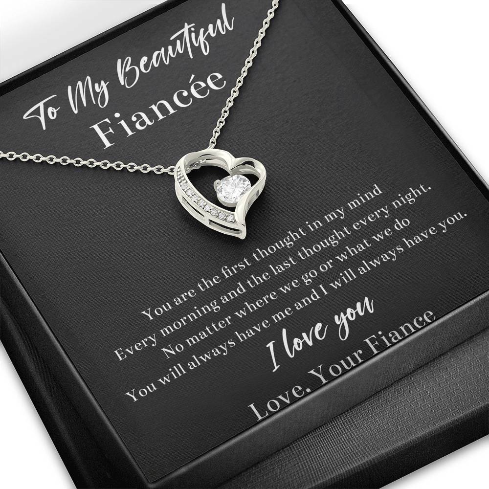 To My Fiancée, You Will Always Have Me, Forever Love Heart Necklace For Women, Anniversary Birthday Valentines Day Gifts From Fiancé