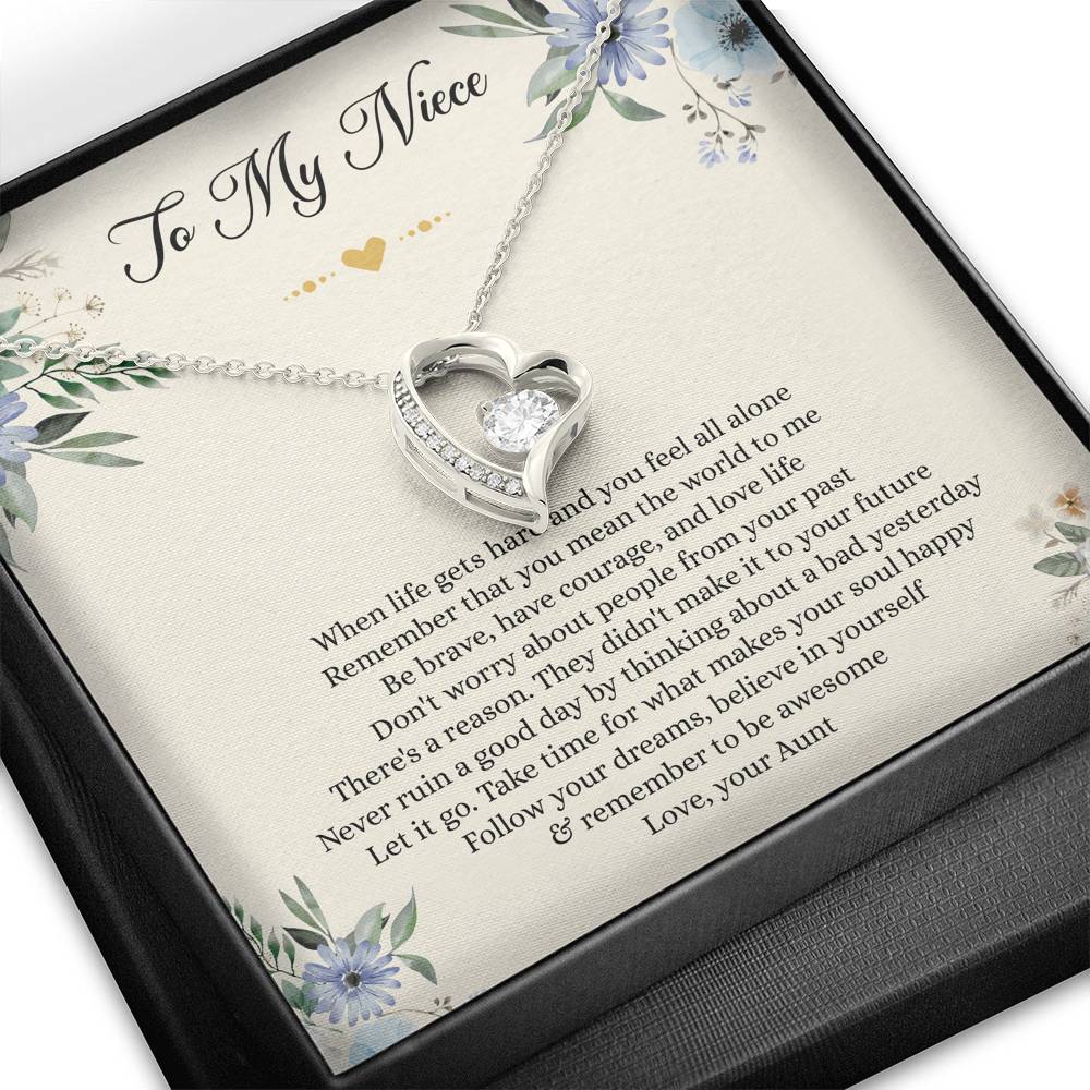 To My Niece Gifts, When Life Gets Hard And You Feel All Alone, Forever Love Heart Necklace For Women, Niece Birthday Present From Aunt