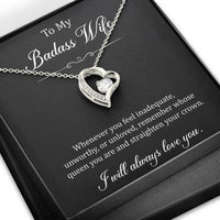 Load image into Gallery viewer, To My Badass Wife, Whenever You Feel Inadequate, Forever Love Heart Necklace For Women, Anniversary Birthday Gifts From Husband
