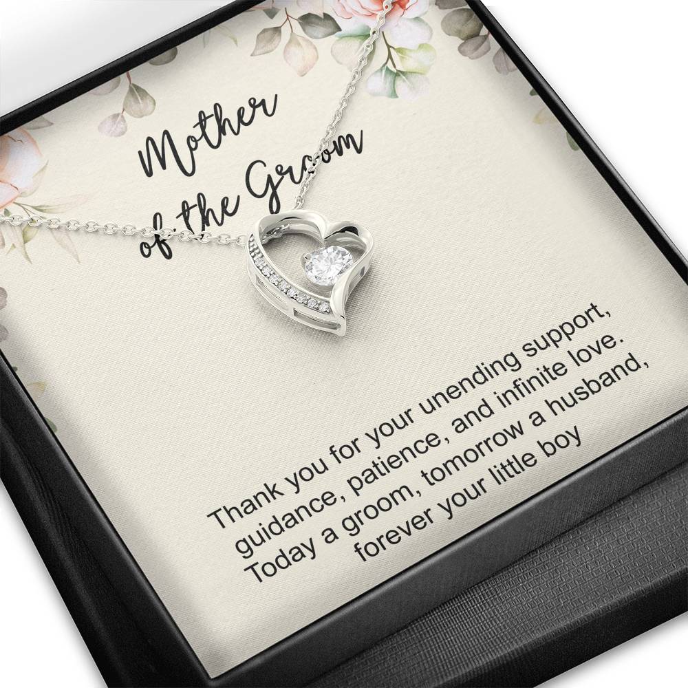 Mom Of The Groom Gifts, Thank You For Your Unending Support, Forever Love Heart Necklace For Women, Wedding Day Thank You Ideas From Groom