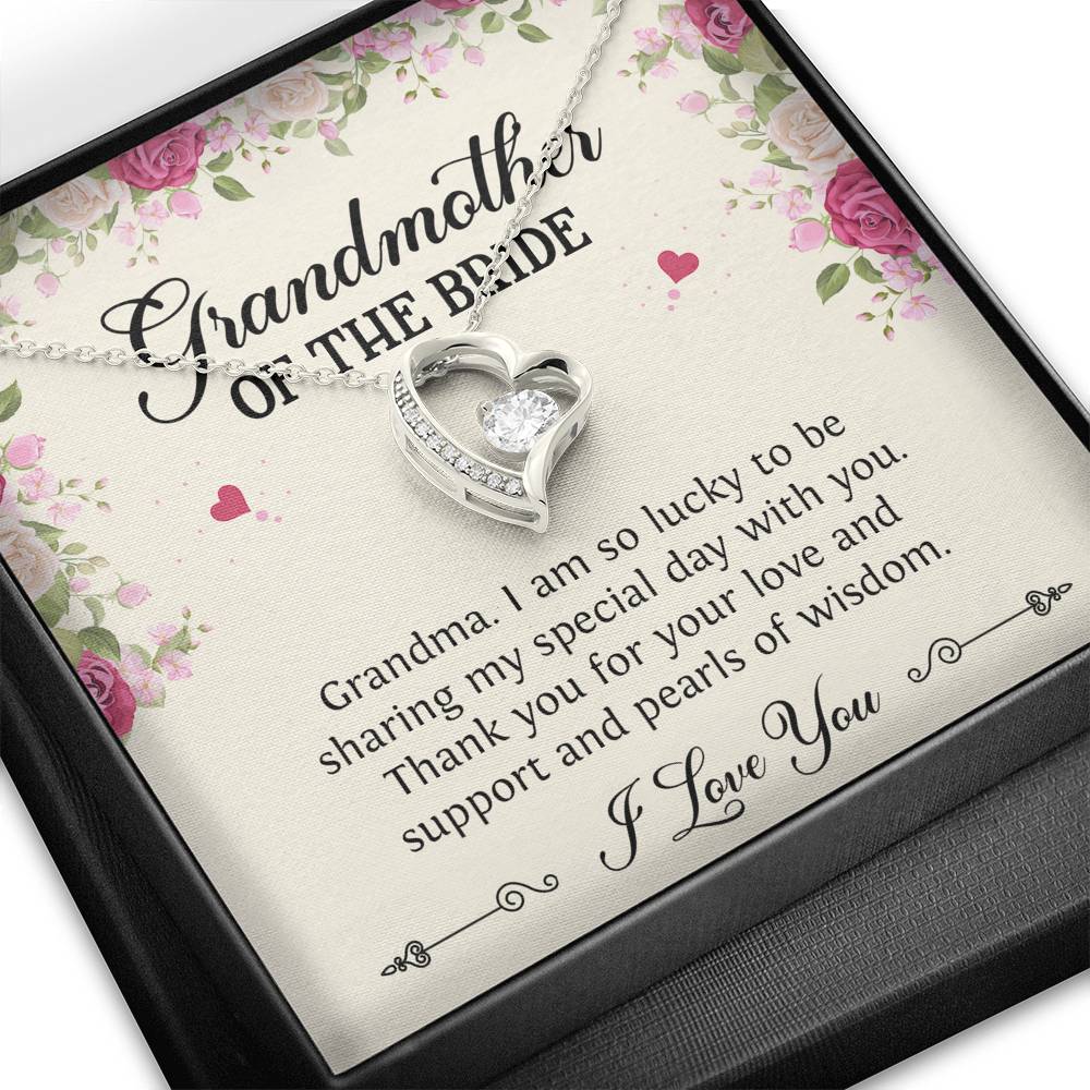 Grandmother of the Bride Gifts, I Am So Lucky, Forever Love Heart Necklace For Women, Wedding Day Thank You Ideas From Bride