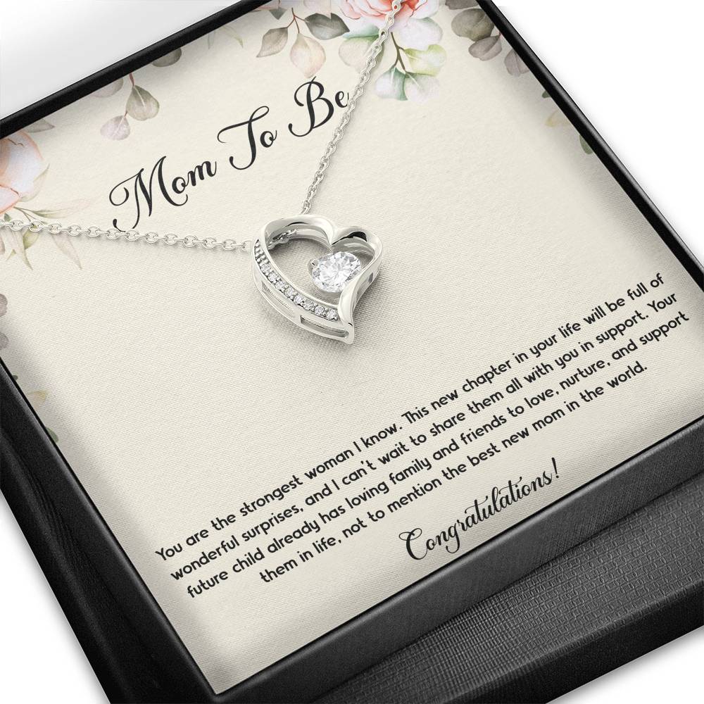 Gift for Expecting Mom, You Are The Strongest Woman I Know, Mom to Be Forever Love Heart Necklace For Women, Pregnancy Gift For New Mother