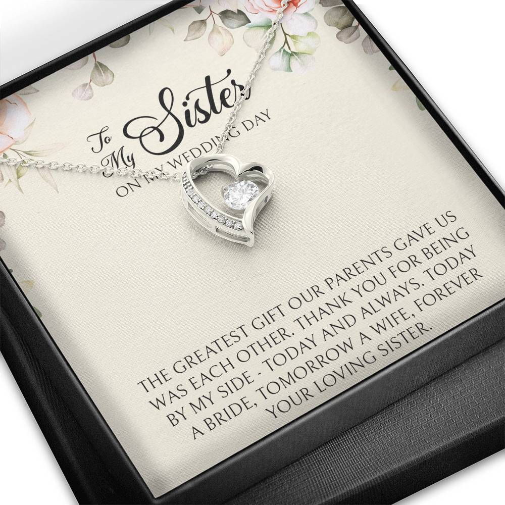 Sister of the Bride Gifts, Forever Your Loving Sister, Forever Love Heart Necklace For Women, Wedding Day Thank You Ideas From Bride