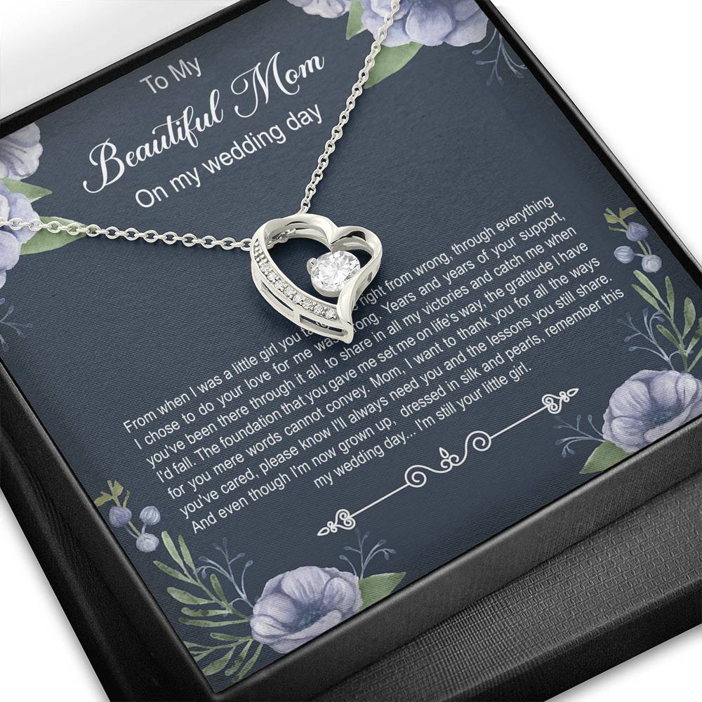 Mom of the Bride Gifts, You Thought Me Right From Wrong, Forever Love Heart Necklace For Women, Wedding Day Thank You Ideas From Bride