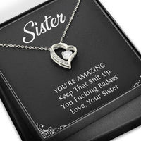 Load image into Gallery viewer, To My Badass Sister Gifts, You&#39;re Amazing, Forever Love Heart Necklace For Women, Birthday Present Idea From Sister
