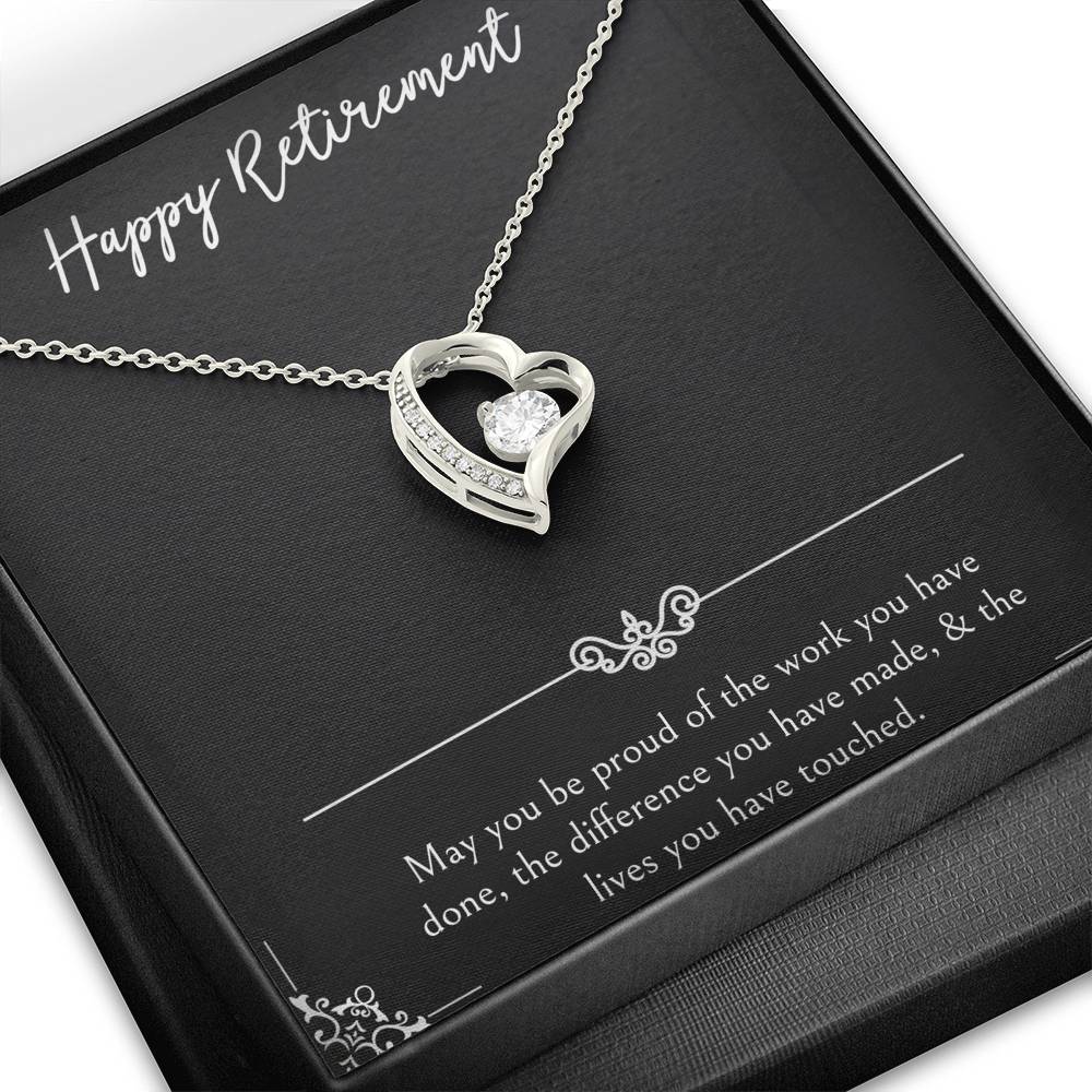 Retirement Gifts, Be Proud Of Your Work, Happy Retirement Forever Love Heart Necklace For Women, Retirement Party Favor From Friends Coworkers