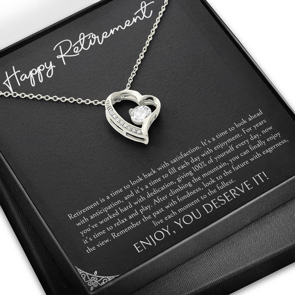Retirement Gifts, Time To Relax, Happy Retirement Forever Love Heart Necklace For Women, Retirement Party Favor From Friends Coworkers