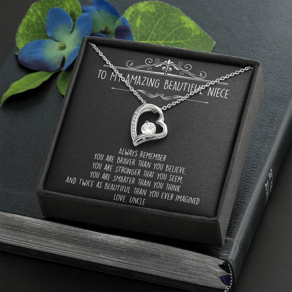 To My Niece  Gifts, Always Remember, Forever Love Heart Necklace For Women, Birthday Present Idea From Uncle