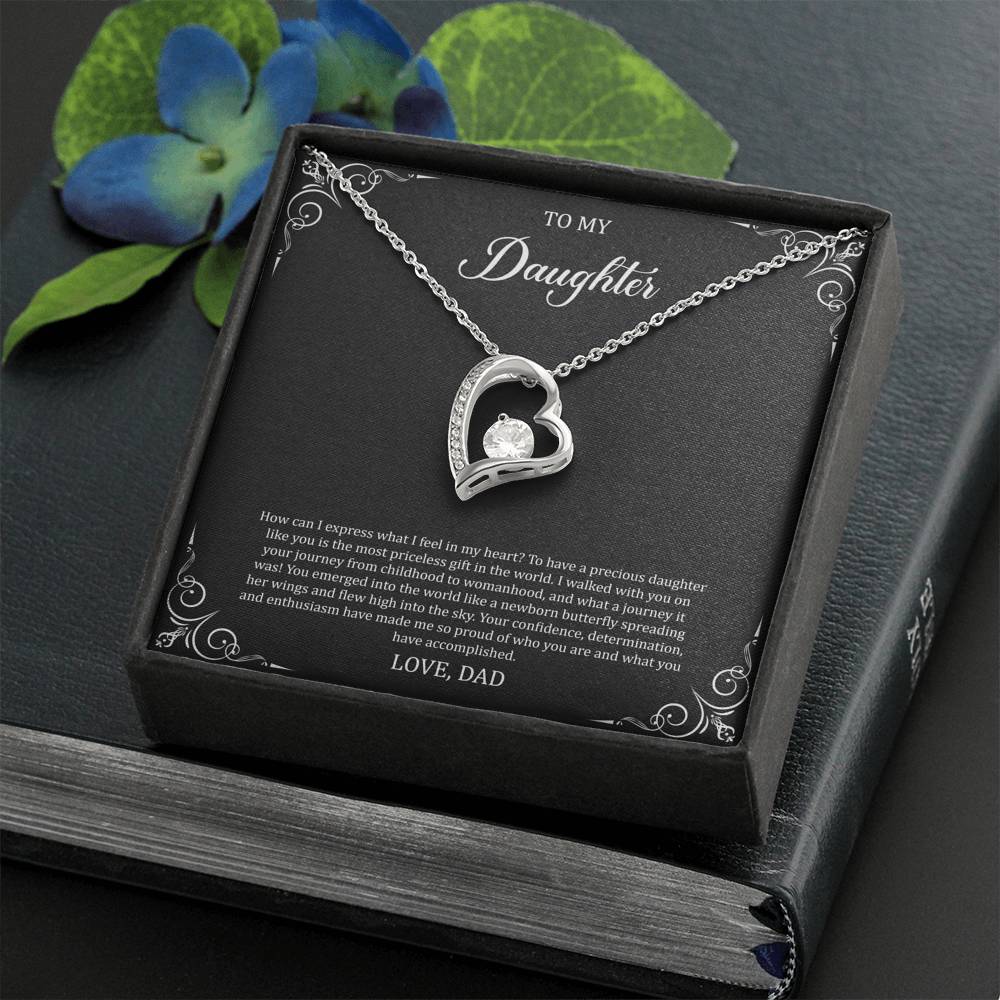 To My Daughter  Gifts, Most Priceless Gift, Forever Love Heart Necklace For Women, Birthday Present Idea From Dad