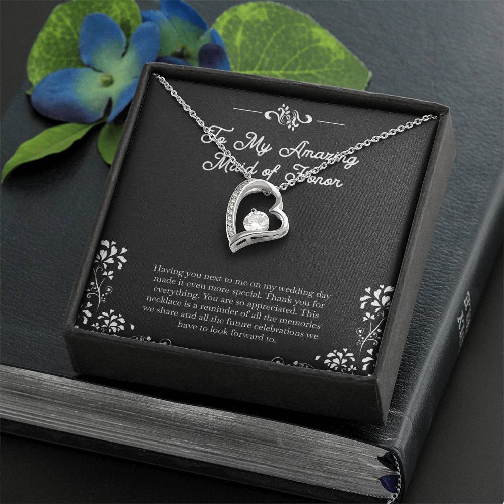 To My Maid Of Honor Gifts, Having You Next To Me, Forever Love Heart Necklace For Women, Wedding Day Thank You Ideas From Bride
