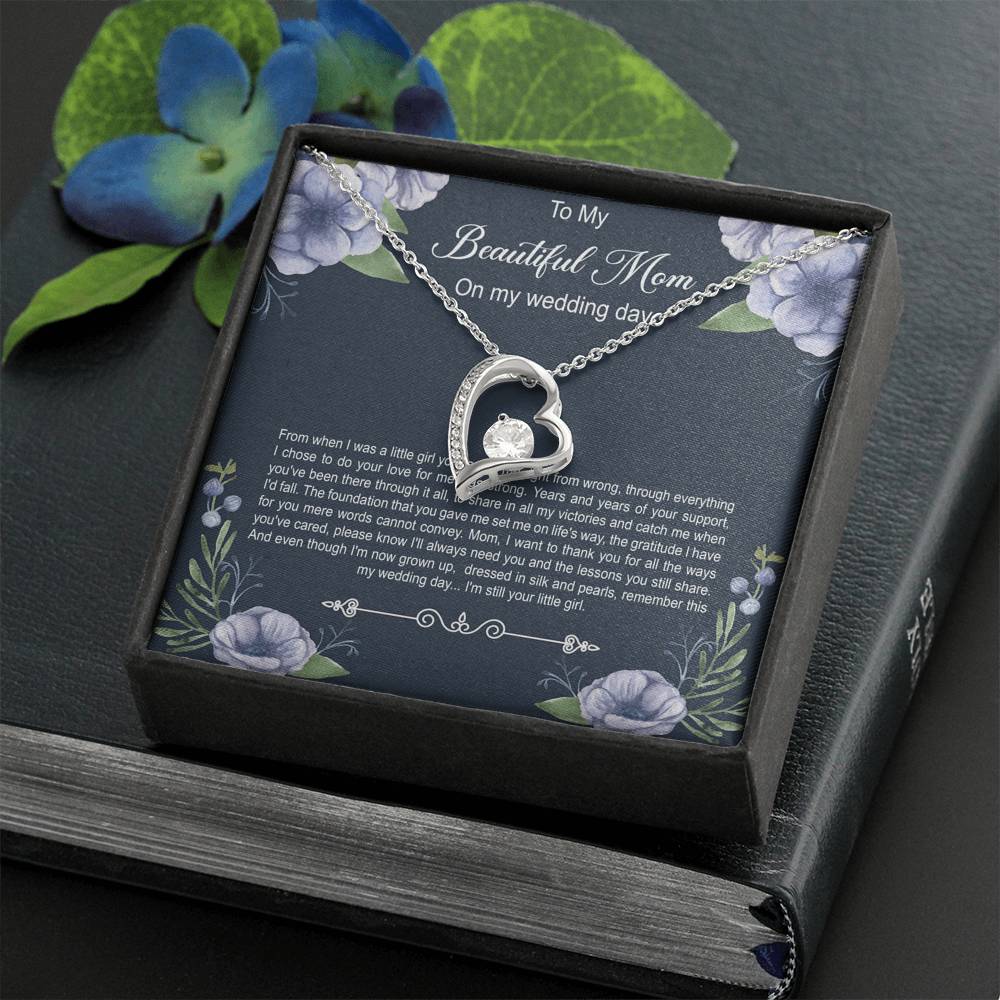Mom of the Bride Gifts, You Thought Me Right From Wrong, Forever Love Heart Necklace For Women, Wedding Day Thank You Ideas From Bride