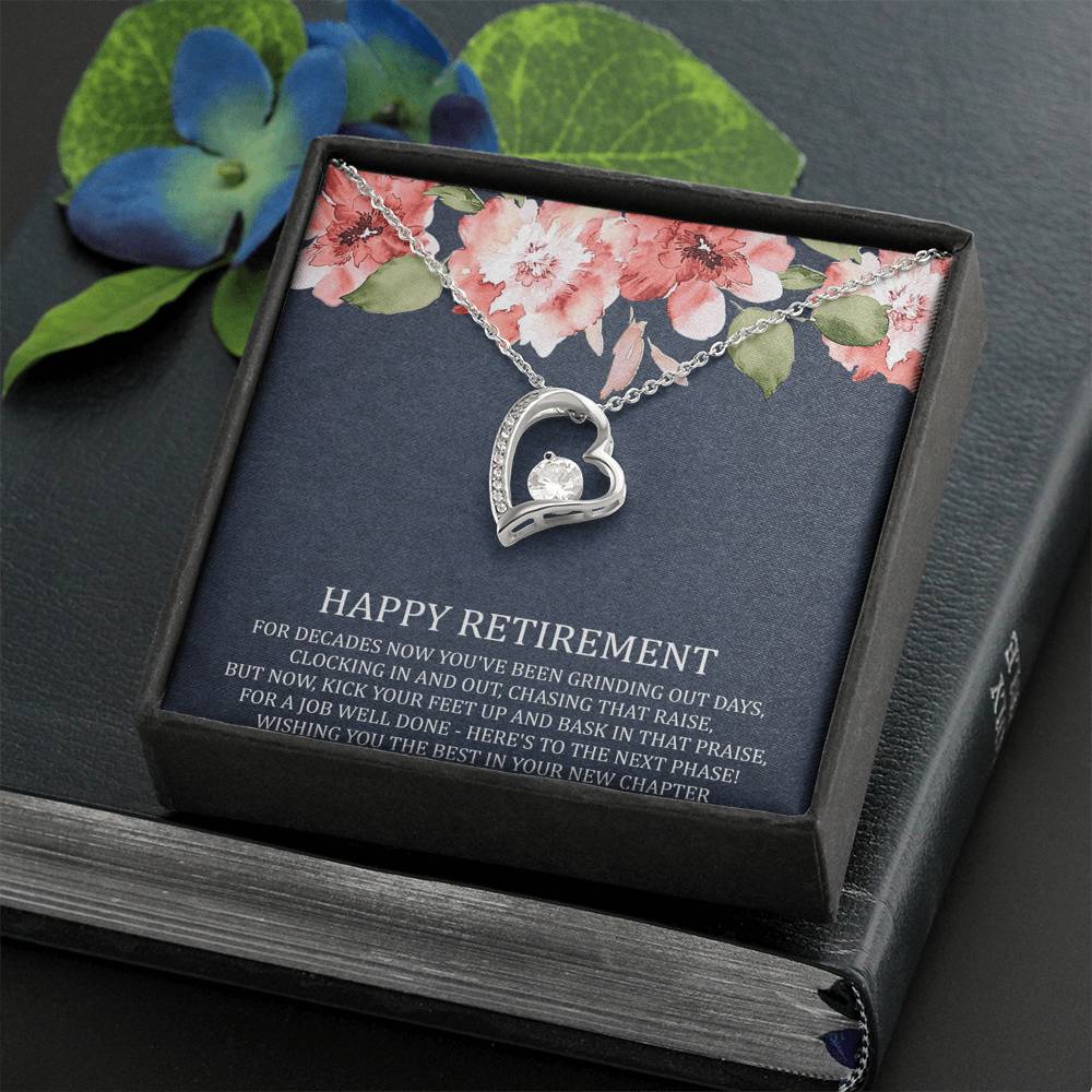 Retirement Gifts, Job Well Done, Happy Retirement Forever Love Heart Necklace For Women, Retirement Party Favor From Friends Coworkers