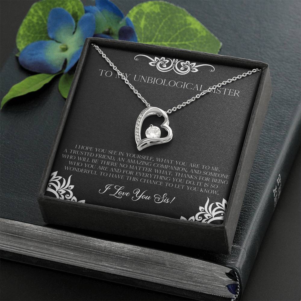 To My Unbiological Sister Gifts, I Hope You See in Yourself, Forever Love Heart Necklace For Women, Birthday Present Idea From Sister-in-law