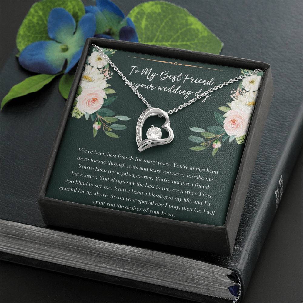 Bride Gifts, Not Just A Friend But A Sister, Forever Love Heart Necklace For Women, Wedding Day Thank You Ideas From Best Friend