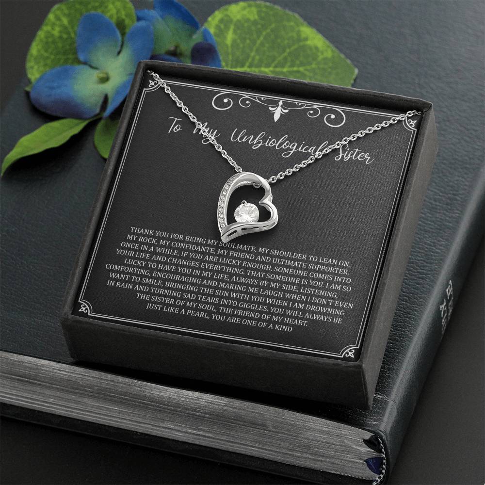 To My Unbiological Sister Gifts, My Soulmate, Forever Love Heart Necklace For Women, Birthday Present Idea From Sister-in-law