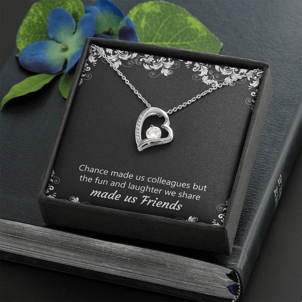 Retirement Gifts, Chance Made Us Colleagues, Happy Retirement Forever Love Heart Necklace For Women, Retirement Party Favor From Coworkers