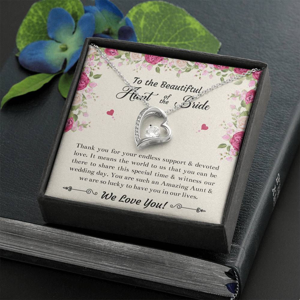 Aunt of the Bride Gifts, Thank You For Your Support, Forever Love Heart Necklace For Women, Wedding Day Thank You Ideas From Bride