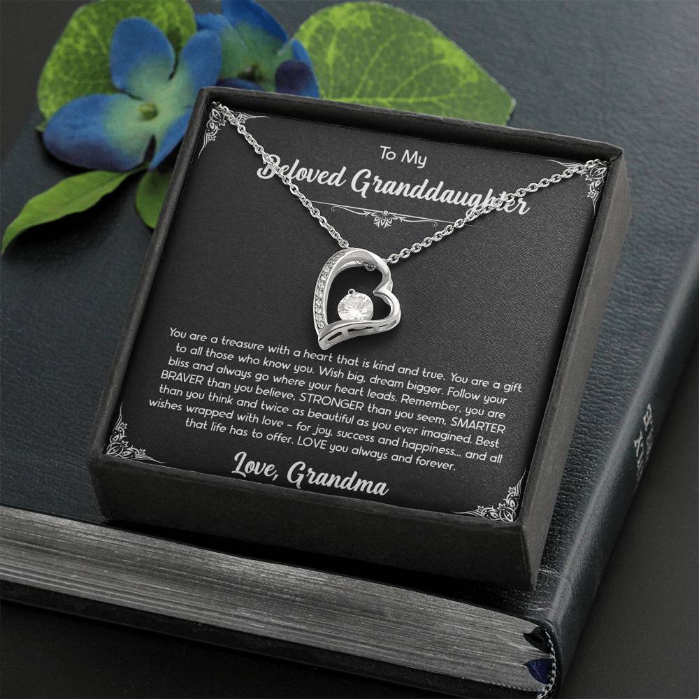To My Granddaughter Gifts, You Are A Gift, Forever Love Heart Necklace For Women, Birthday Present Idea From Grandma