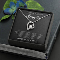 Load image into Gallery viewer, To My Badass Daughter Gifts, Congratulations, Forever Love Heart Necklace For Women, Graduation Present Ideas From Mom Dad
