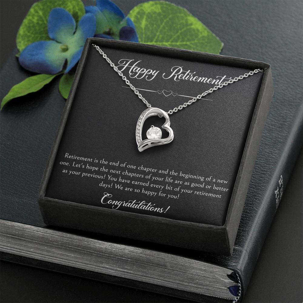 Retirement Gifts, Wishing You The Best, Happy Retirement Forever Love Heart Necklace For Women, Retirement Party Favor From Friends Coworkers