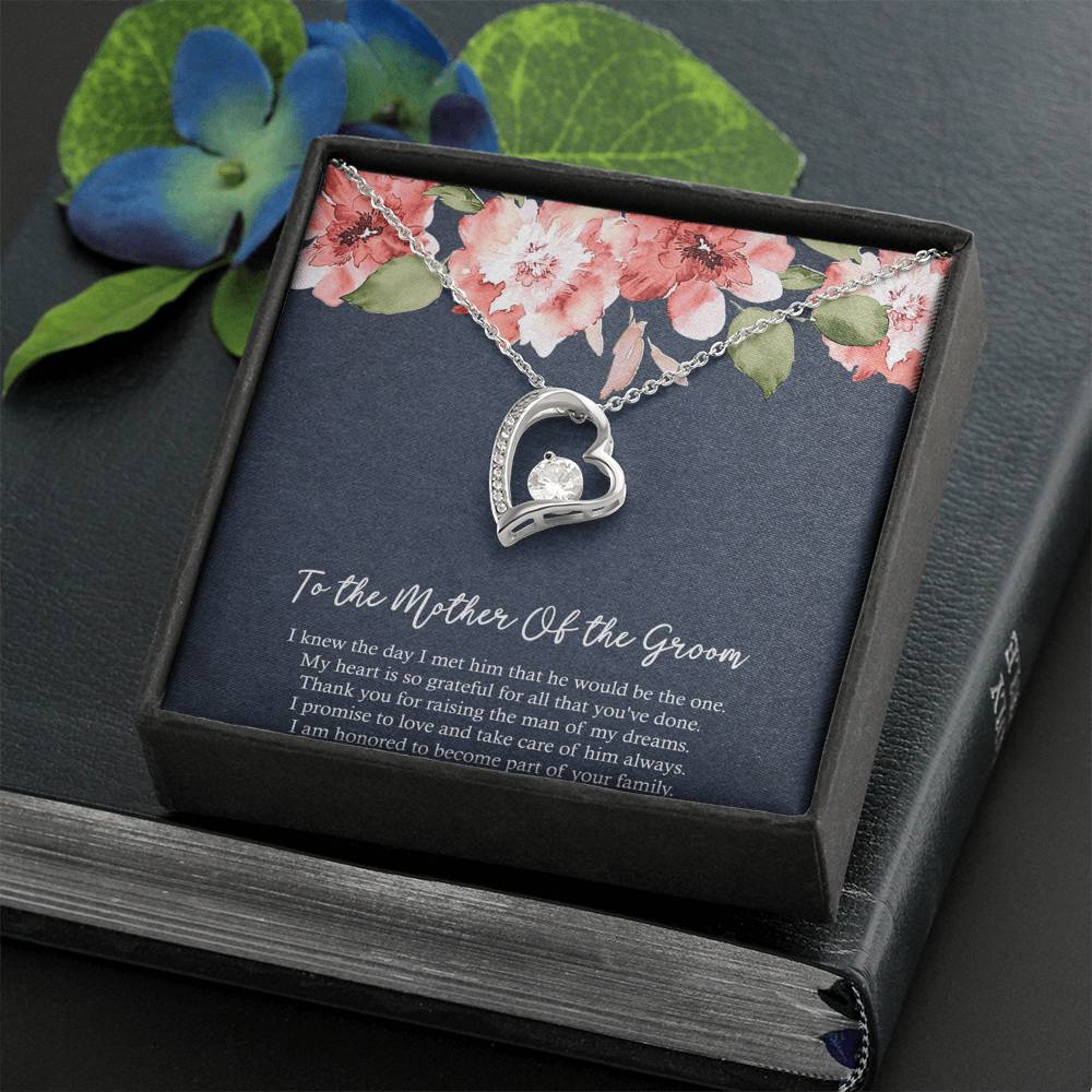 Mom Of The Groom Gifts, My Heart Is Grateful, Forever Love Heart Necklace For Women, Wedding Day Thank You Ideas From Bride