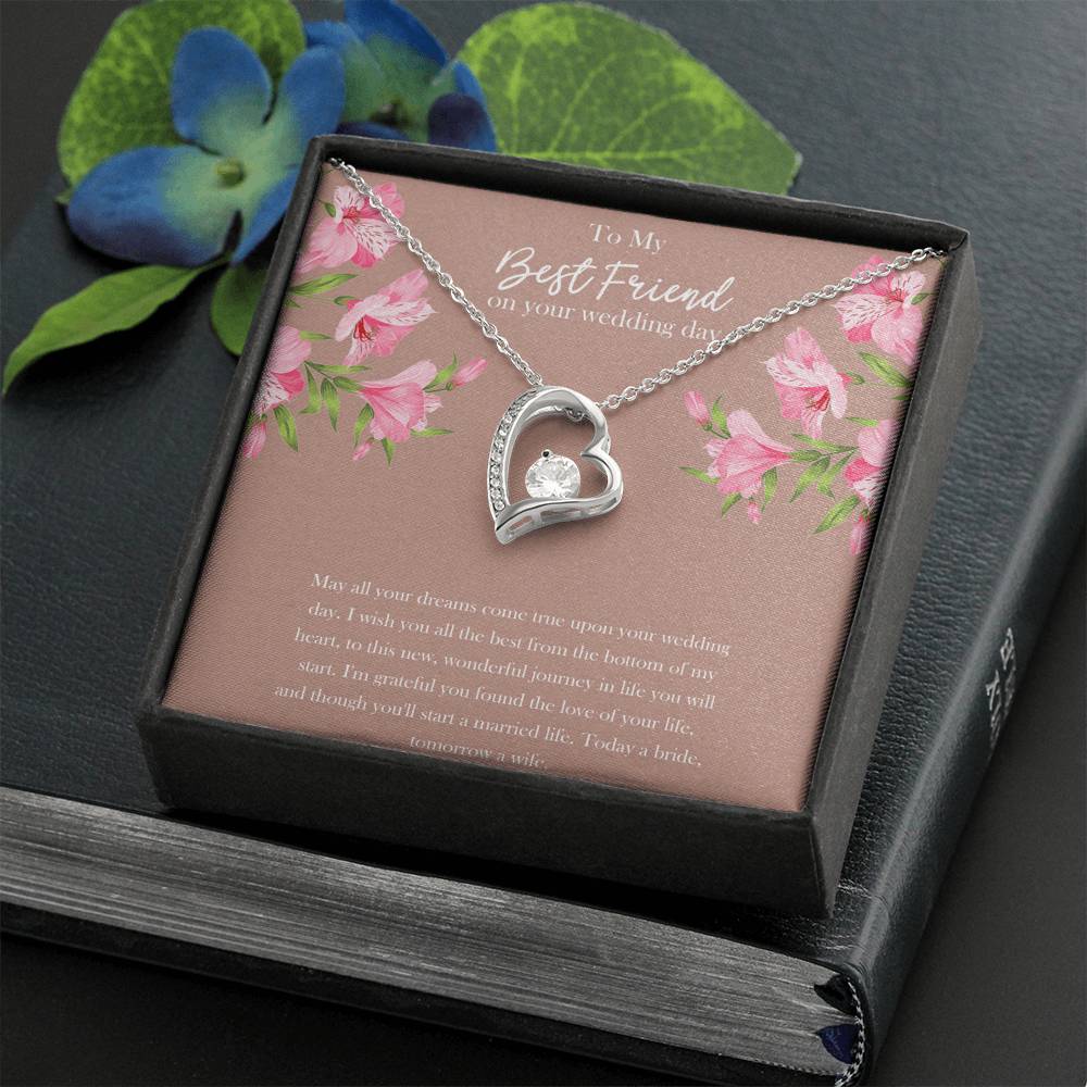 Bride Gifts, May All Your Dreams Come True, Forever Love Heart Necklace For Women, Wedding Day Thank You Ideas From Best Friend
