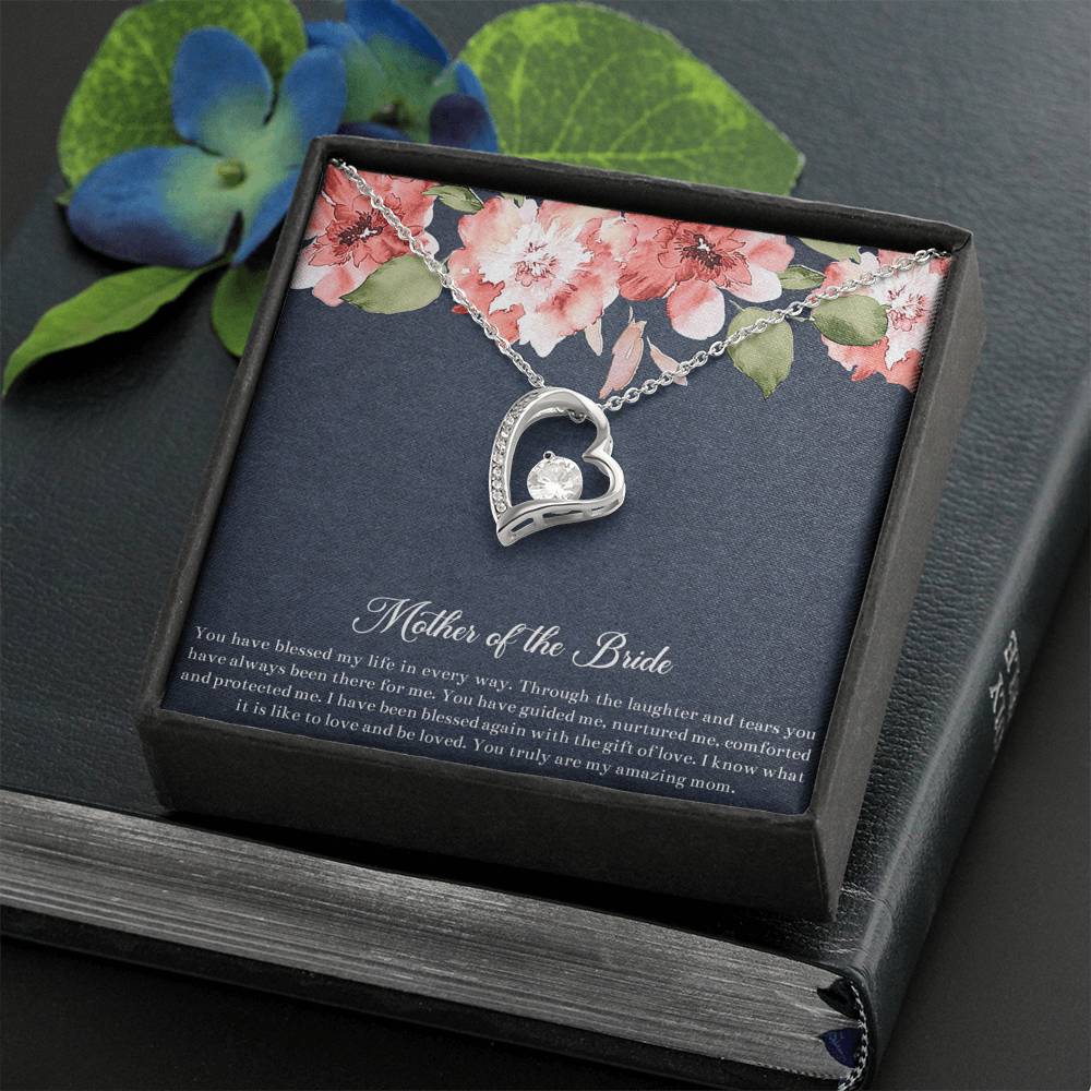 To My Mom of the Bride Gifts, You Have Blessed My Life, Forever Love Heart Necklace For Women, Wedding Day Thank You Ideas From Bride
