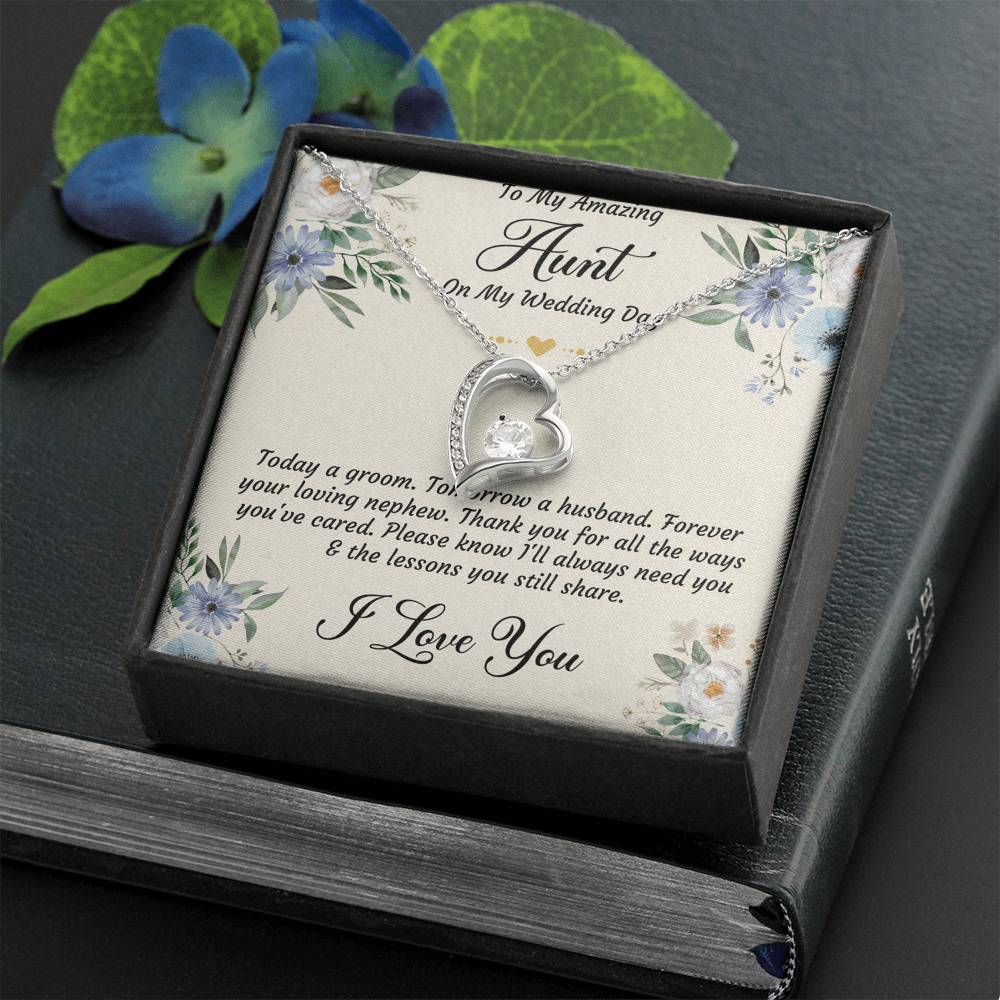 Aunt of the Groom Gifts, Forever Your Nephew, Forever Love Heart Necklace For Women, Wedding Day Thank You Ideas From Groom
